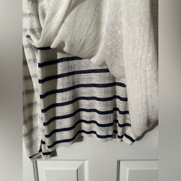 EILEEN FISHER Layered Linen Blend Layered Stripe Nautical LG Asymmetrical Hem - Picture 12 of 12